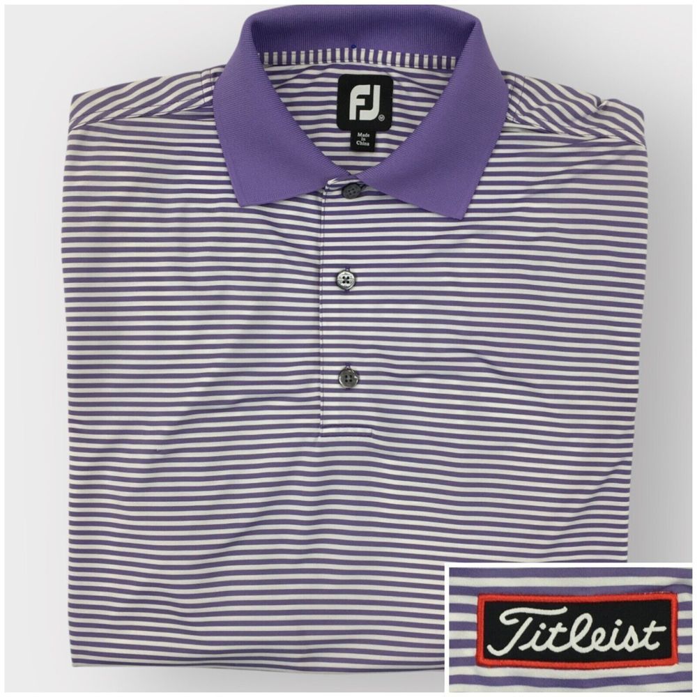 FOOTJOY TITLEIST Mens Golf Polo Shirt Size M Wicking Stretch Performance Striped